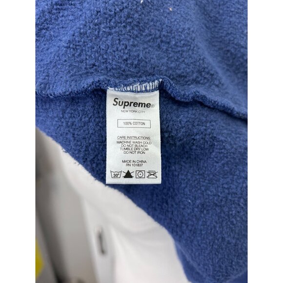 Supreme Mens Big Logo Paneled Zip Up Hooded Sweatshirt Navy Blue Red FW20 M - Picture 8 of 11